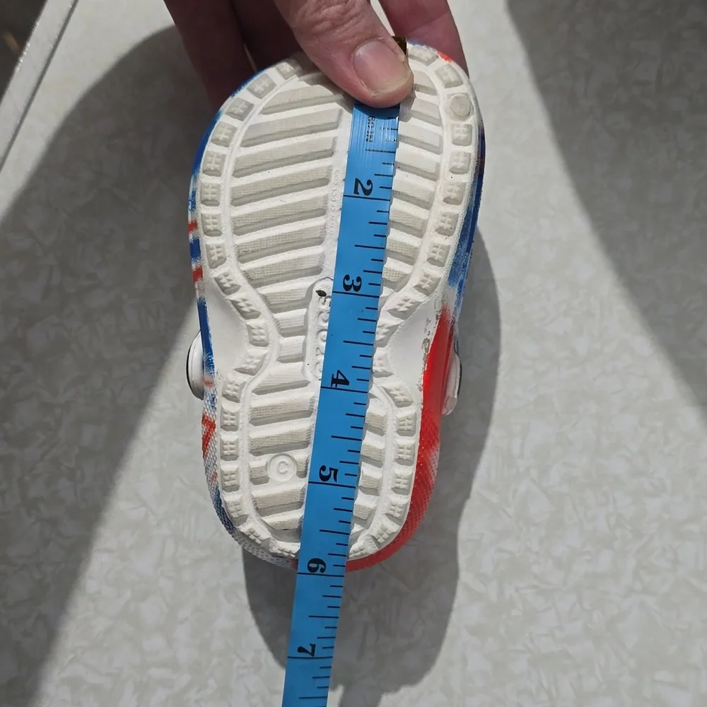 Toddler Crocs Red White‎ Blue Tie Dye Fur Lined Clog Shoes size C5